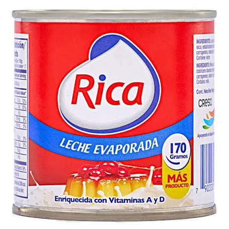 Rica Leche Evaporada Lata 170 G