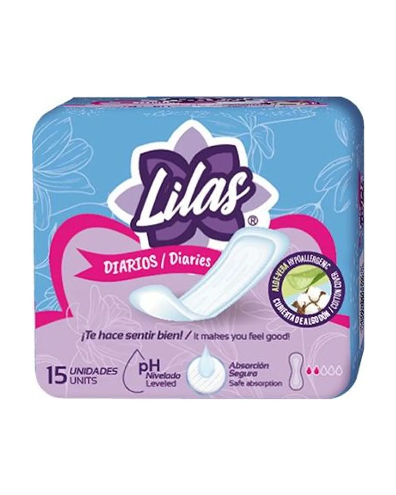 Toallas sanitarias Lilas Diarias 15 Unds