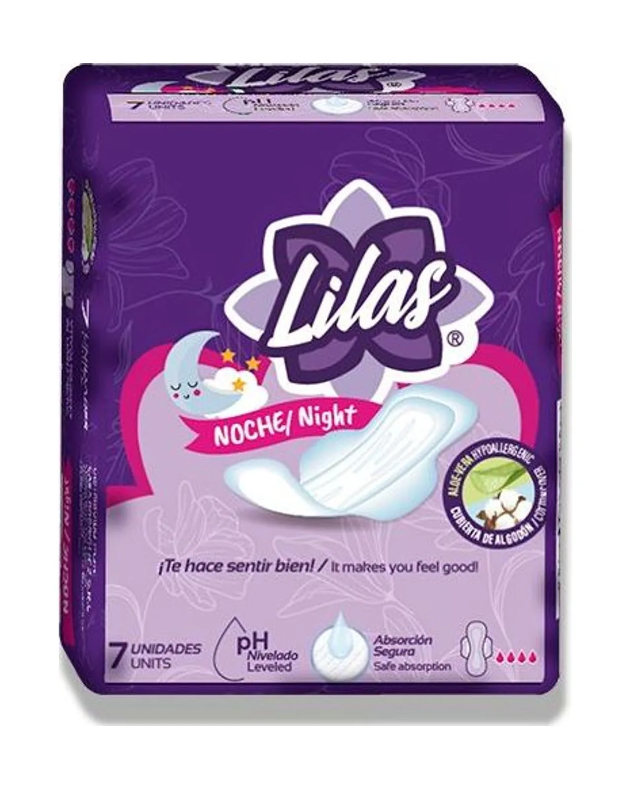 Toallas sanitarias Lilas Noche 7 Unds